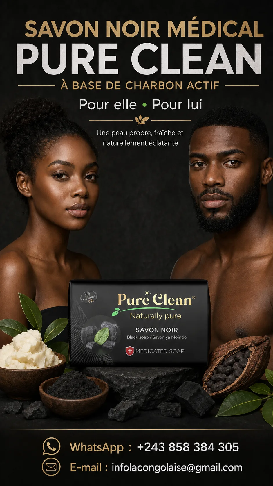 Savon Noir Médical Pure Clean pour femme et homme